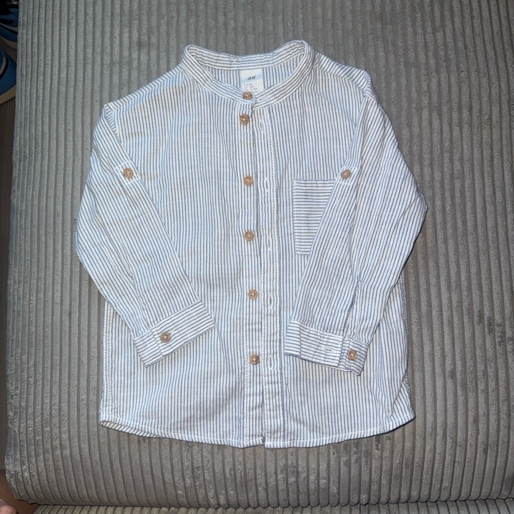 H&M Kids Blue and White Striped Button Down Shirt